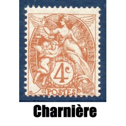 Timbre France Yvert No 110 Type blanc 4c brun-jaune neuf *avec trace de charnière