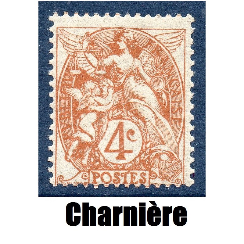 Timbre France Yvert No 110 Type blanc 4c brun-jaune neuf *avec trace de charnière