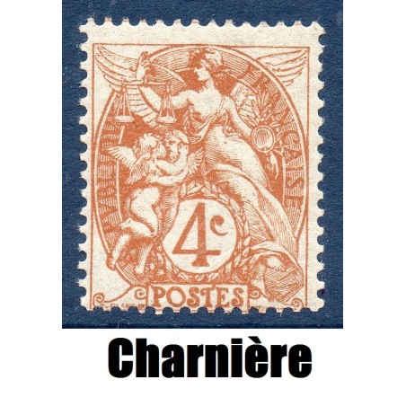 Timbre France Yvert No 110 Type blanc 4c brun-jaune neuf *avec trace de charnière