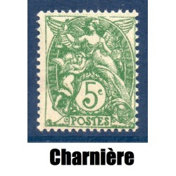 Timbre France Yvert No 111 Type blanc 5c Vert neuf * avec trace de charnère