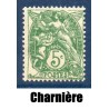 Timbre France Yvert No 111 Type blanc 5c Vert neuf * avec trace de charnère