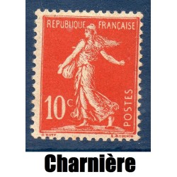 Timbre France Yvert No 134 semeuse avec sol 10c rouge neuf * avec trace de charniere