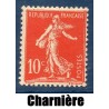 Timbre France Yvert No 134 semeuse avec sol 10c rouge neuf * avec trace de charniere