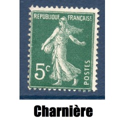 Timbre France Yvert No 137 semeuse fond plein 5c vert foncé neuf * avec trace de charnère