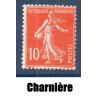 Timbre France Yvert No 138 semeuse fond plein 10 c rouge grasse neuf * avec trace de charnière