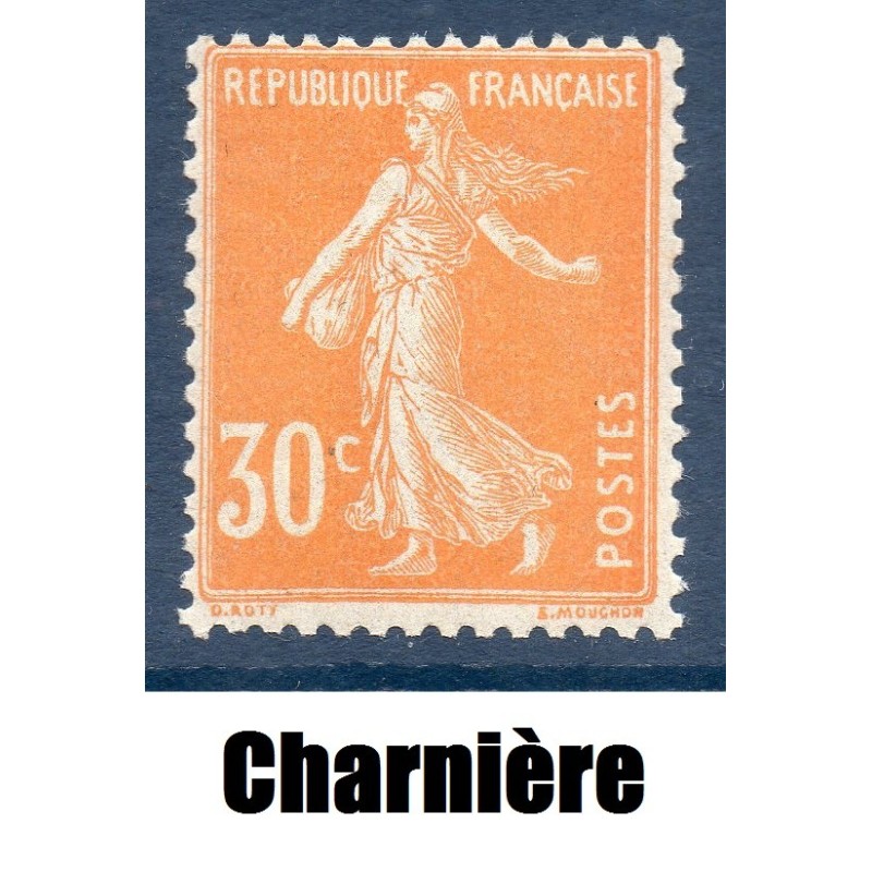 Timbre France Yvert No 141 semeuse fond plein 30c Orange neuf * avec trace de charnière