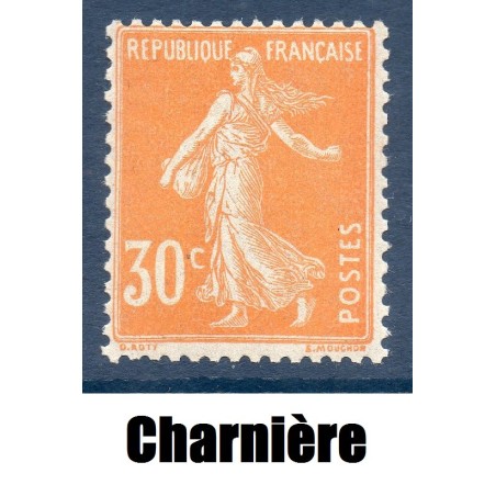 Timbre France Yvert No 141 semeuse fond plein 30c Orange neuf * avec trace de charnière