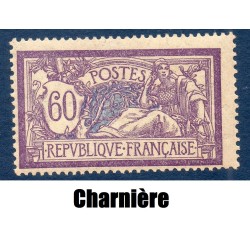 Timbre France Yvert No 144 Type merson 60c violet et bleu neuf * avec trace de charnière