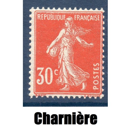 Timbre France Yvert No 160 Type semeuse fond plein rouge neuf * avec trace de charnière