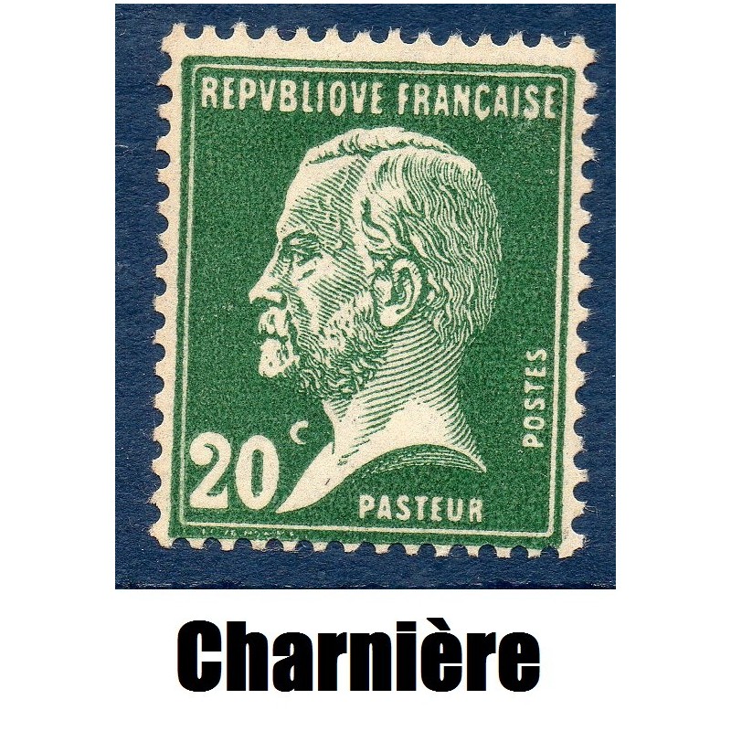 Timbre France Yvert No 172 Pasteur 20ct vert neuf * avec trace de charnière