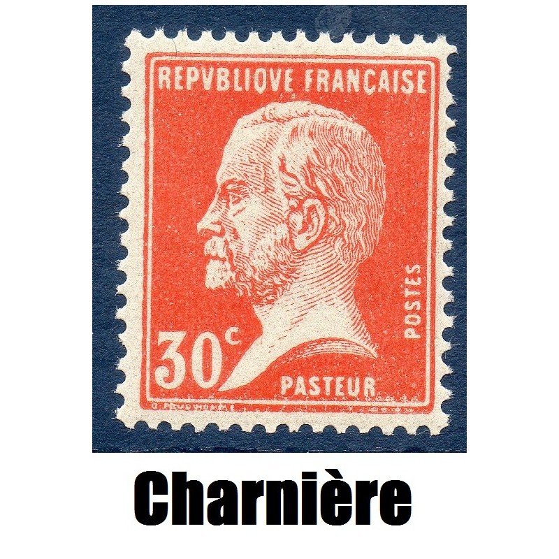 Timbre France Yvert No 173 Pasteur 30ct Rouge neuf * avec trace de charnière