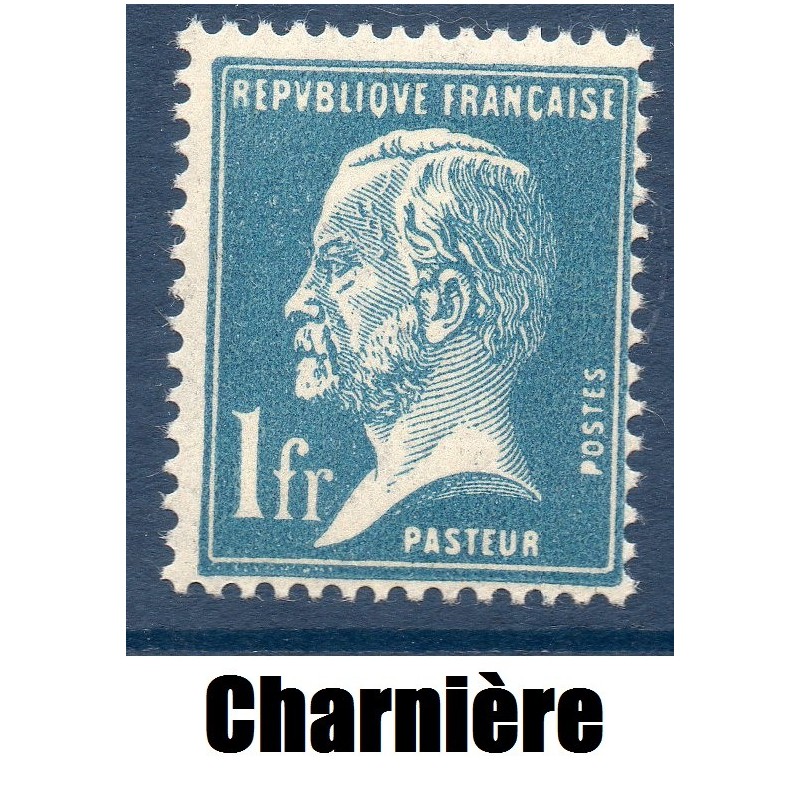 Timbre France Yvert No 179 Pasteur 1 Fr bleu neuf * avec trace de charnière