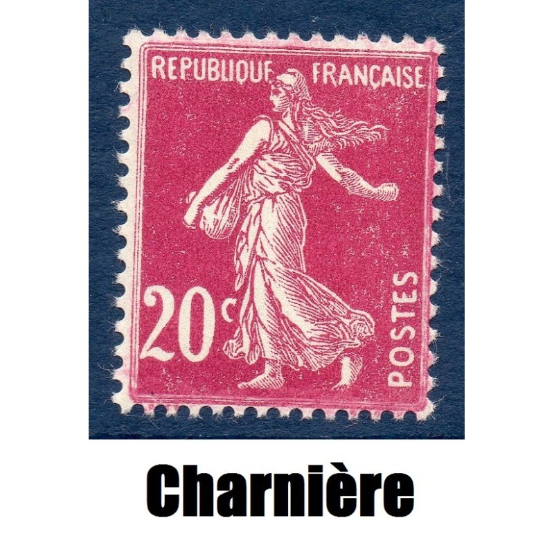 Timbre France Yvert No 190 Semeuse fond plein 20ct lilas rose neuf * avec trace de charnière