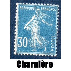 Timbre France Yvert No 192 Semeuse fond plein 30 ct bleu neuf * avec trace de charnière