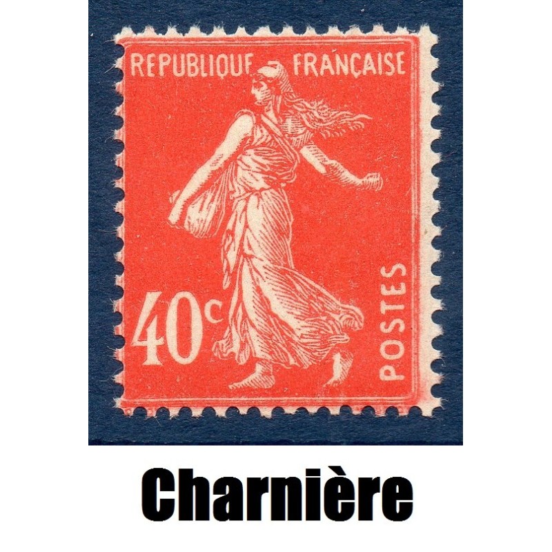 Timbre France Yvert No 194 Semeuse fond plein 40ct Vermillon neuf * avec trace de charnière