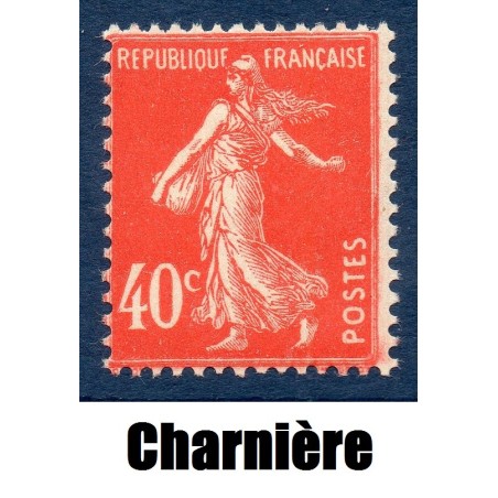 Timbre France Yvert No 194 Semeuse fond plein 40ct Vermillon neuf * avec trace de charnière