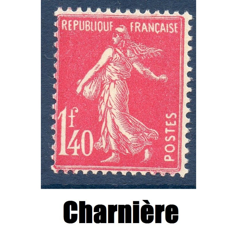 Timbre France Yvert No 196 Semeuse fond plein 1.40fr Rose neuf * avec trace de charnière