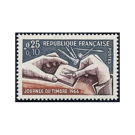Timbre France Yvert No 1477 Journée du timbre, gravure d'un poinçon