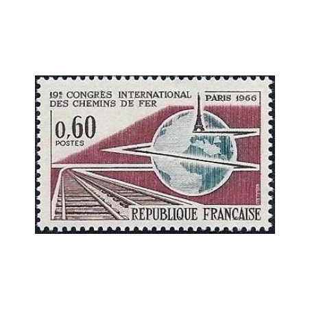 Timbre France Yvert No 1488 19e Congrés international des chemins de fer à Paris