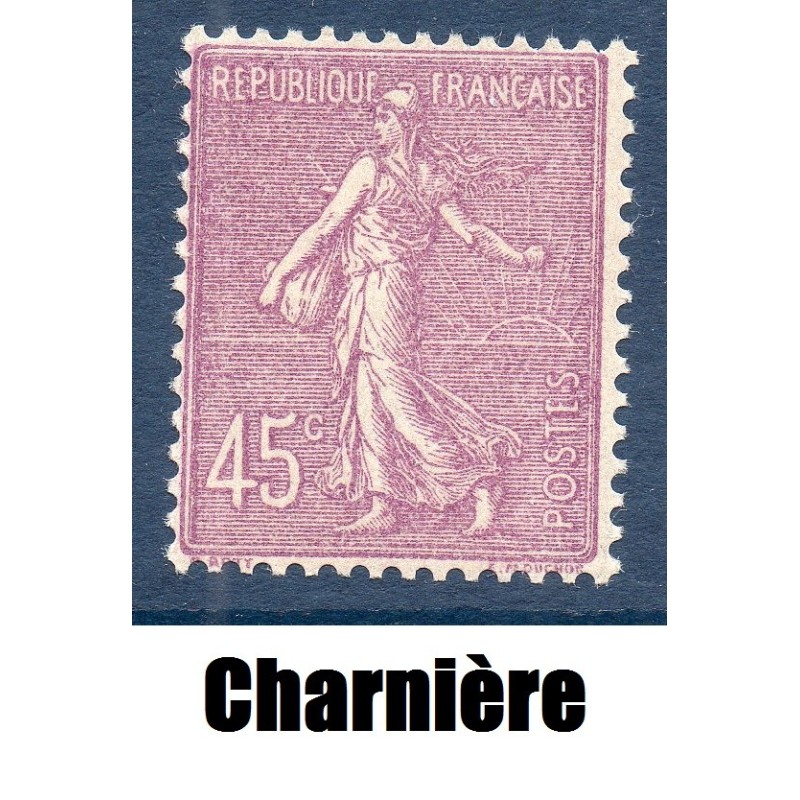 Timbre France Yvert No 197 Semeuse lignée 45ct lilas neuf * avec trace de charnière