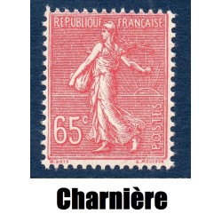 Timbre France Yvert No 201 Semeuse lignée 65ct Rose neuf *avec trace de charnière