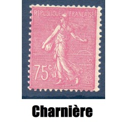 Timbre France Yvert No 202 Semeuse lignée 75ct Lilas Rose neuf * avec trace de charnière