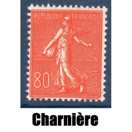 Timbre France Yvert No 203 Semeuse lignée 80ct Rouge neuf * avec trace de charnière