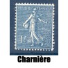 Timbre France Yvert No 205 Semeuse lignée 1 fr bleu neuf * avec trace de charnière