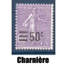 Timbre France Yvert No 223 Semeuse lignée surchargée violet neuf * avec trace de charnière