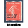 Timbre France Yvert No 225 Semeuse Fond plein surchargée vermillon neuf * avec trace de charnière
