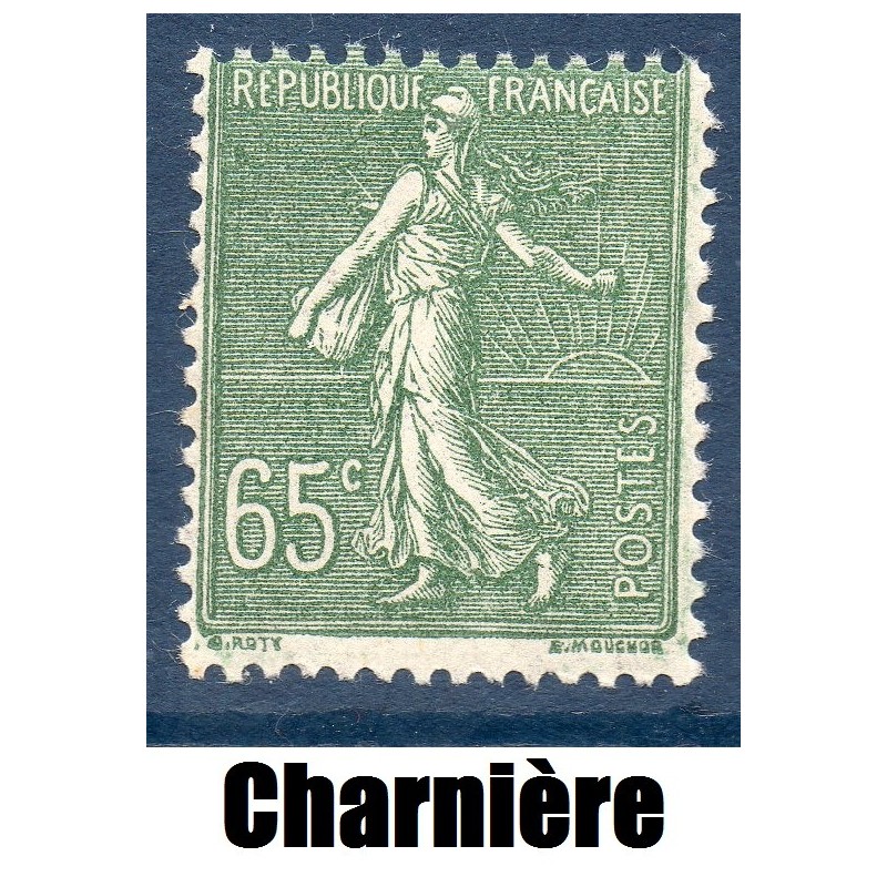 Timbre France Yvert No 234 type Semeuse lignée olive neuf * avec trace de charnière