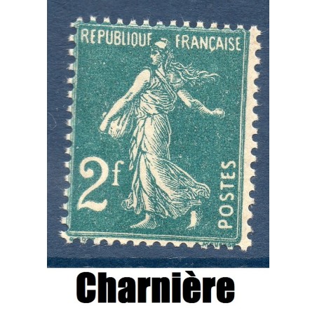 Timbre France Yvert No 239 type Semeuse Fond plein vert bleu neuf * avec trace de charnière