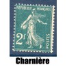Timbre France Yvert No 239 type Semeuse Fond plein vert bleu neuf * avec trace de charnière