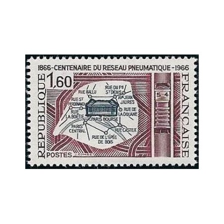 Timbre France Yvert No 1498 La poste pneumatique, le centenaire