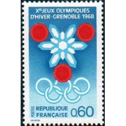 Timbre France Yvert No 1520  Grenoble, Prélude aux Jeux Olympiques d'hiver