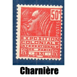 Timbre France Yvert No 272 Exposition coloniale Rouge neuf ** avec trace de charnière