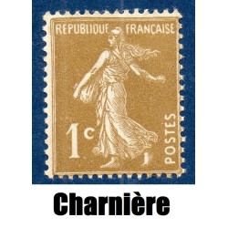 Timbre France Yvert No 277A Semeuse Fond plein bistre olive neuf * avec trace de charnière