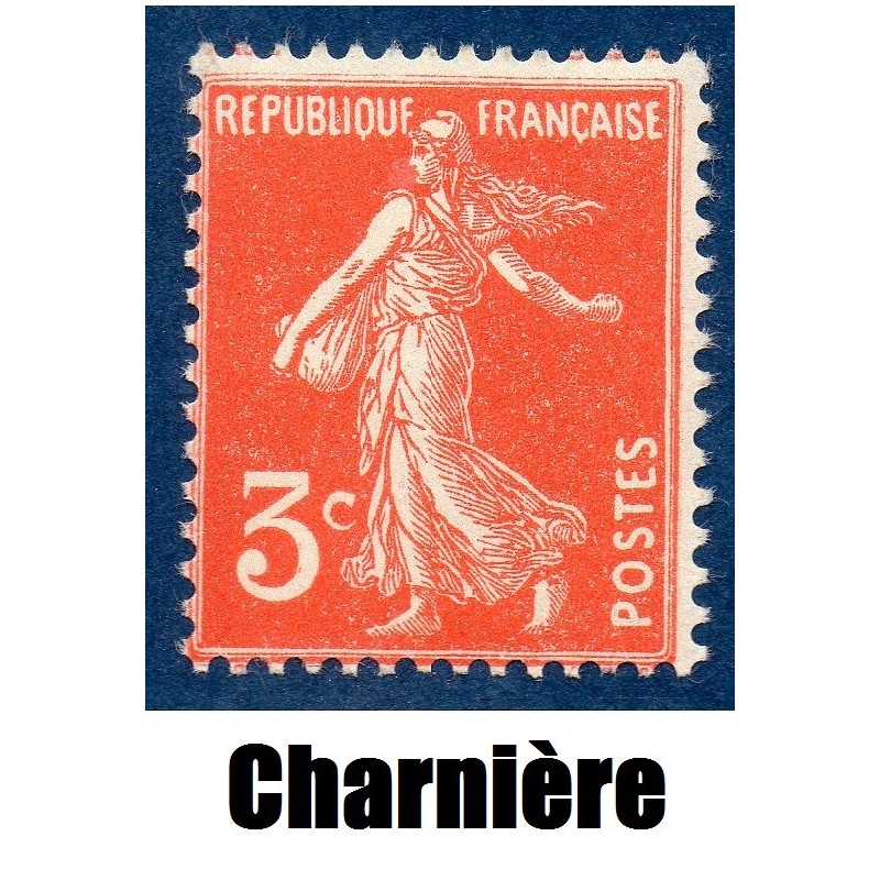 Timbre France Yvert No 278A Semeuse fond plein Rouge Orange neuf * avec trace de charnière