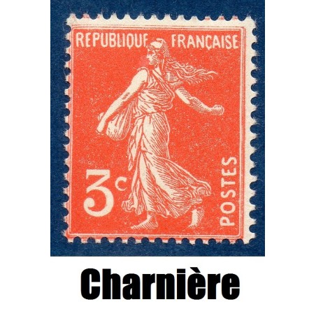 Timbre France Yvert No 278A Semeuse fond plein Rouge Orange neuf * avec trace de charnière