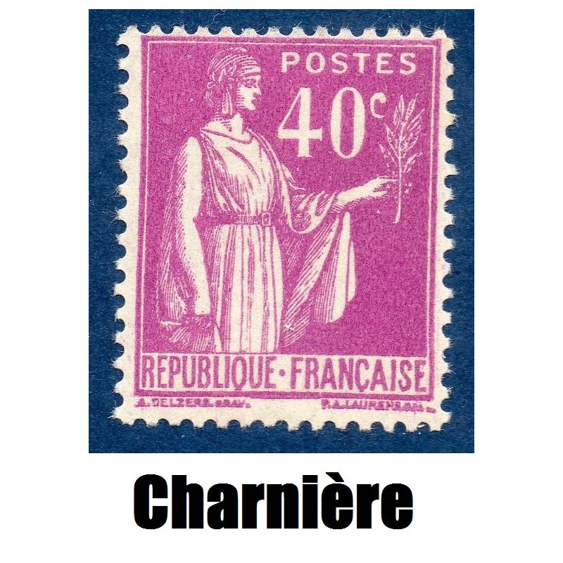 Timbre France Yvert No 281 Type paix lilas neuf * avec trace de charnière