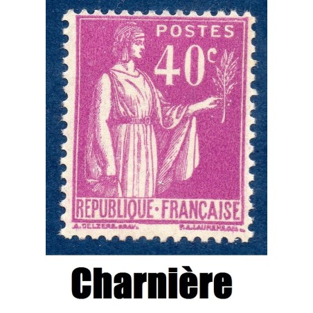 Timbre France Yvert No 281 Type paix lilas neuf * avec trace de charnière