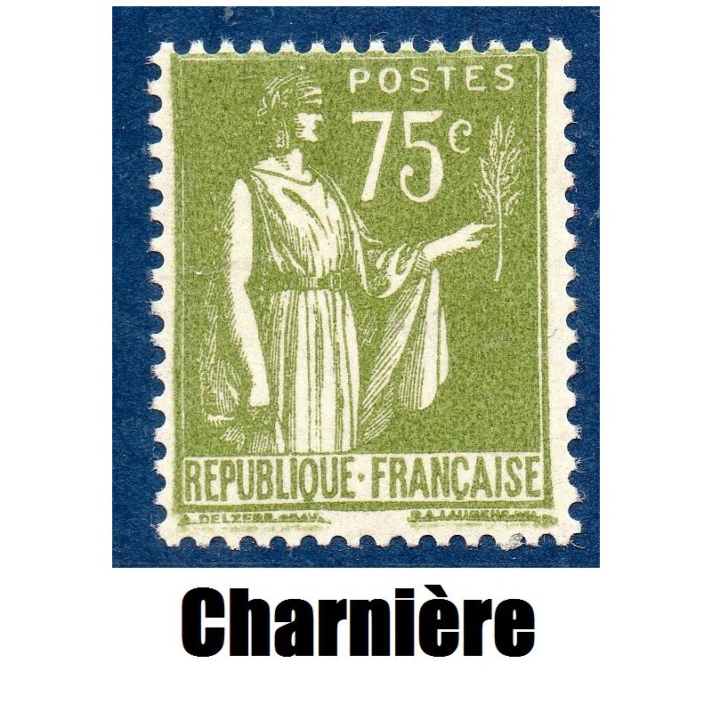 Timbre France Yvert No 284A Type paix Olive clair neuf * avec trace de charnière