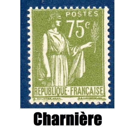 Timbre France Yvert No 284A Type paix Olive clair neuf * avec trace de charnière