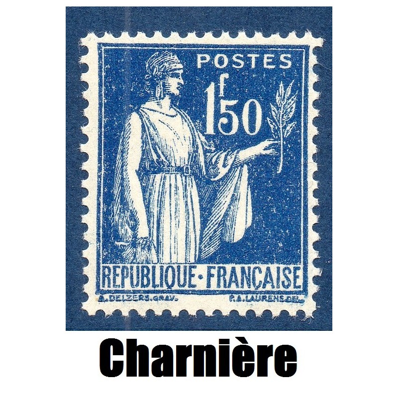 Timbre France Yvert No 288 Type paix Bleu neuf * avec trace de charnière