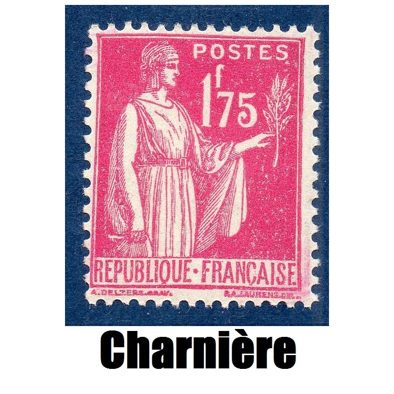 Timbre France Yvert No 289 Type paix Rose lilas neuf * avec trace de charnière