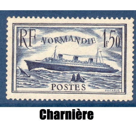 Timbre France Yvert No 299 Paquebot Normandie neuf * avec trace de charnière