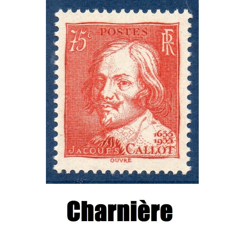 Timbre France Yvert No 306 Jacques Callot neuf * avec trace de charnière