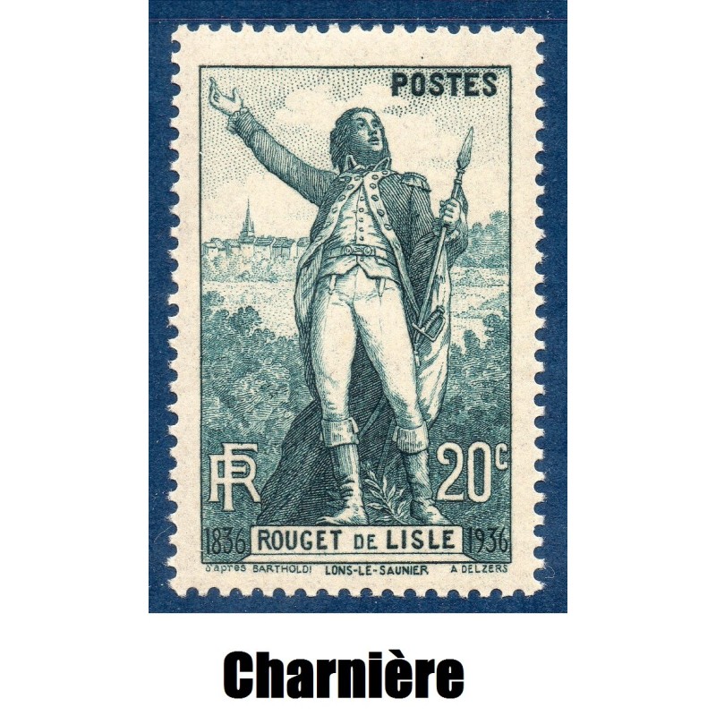 Timbre France Yvert No 314 Rouget de Lisle neuf * avec trace de charnière