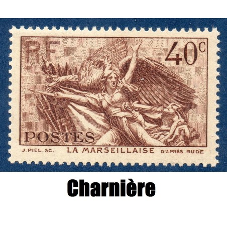 Timbre France Yvert No 315 La Marseillaise neuf * avec trace de charnière