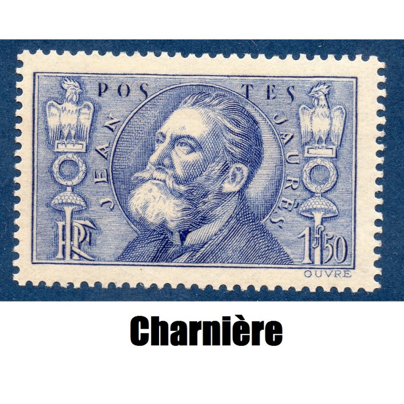 Timbre France Yvert No 319 Jean Jaurès neuf * avec trace de charnière